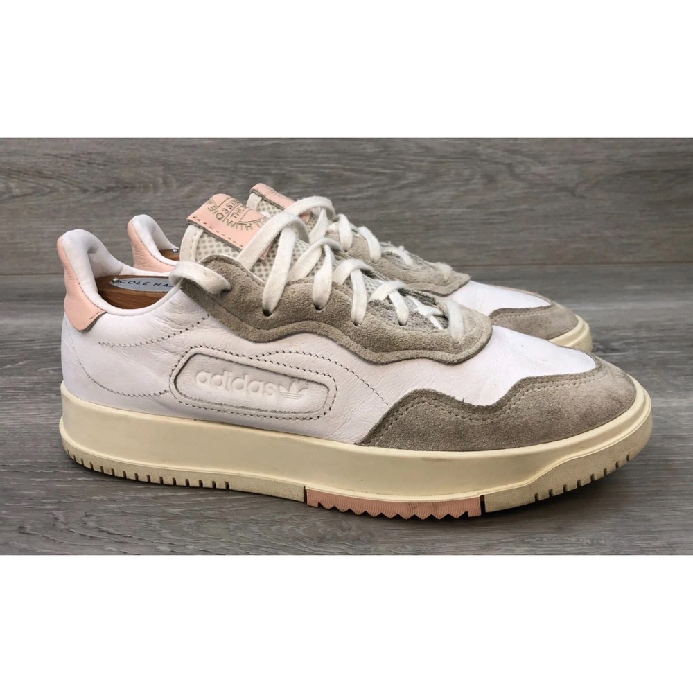 Adidas EE6040 Women's Sneakers White Pink Leather 8.5 Lace Up Walking Shoes